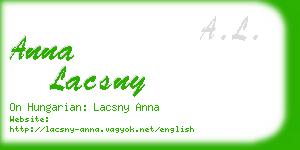anna lacsny business card